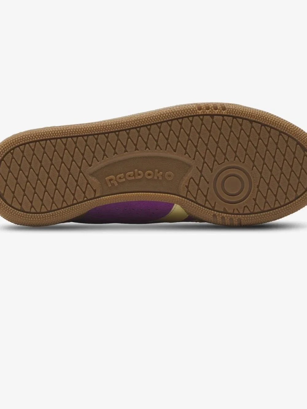 NWT Women's Reebok Club C Grounds UK in color Purple Rave/Chalk/Bleached Yellow.
